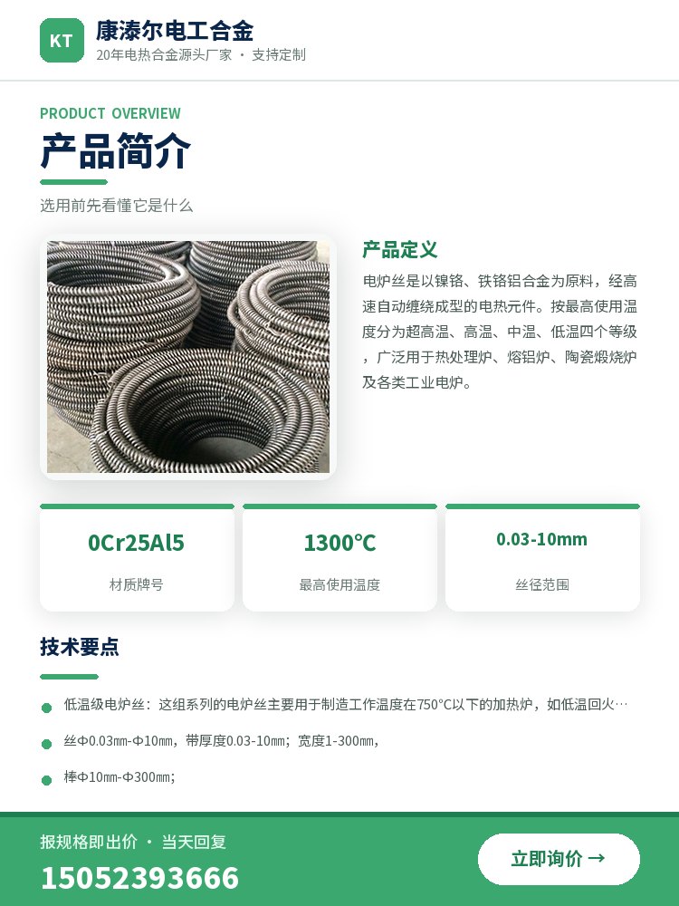 高温电炉丝 规格参数